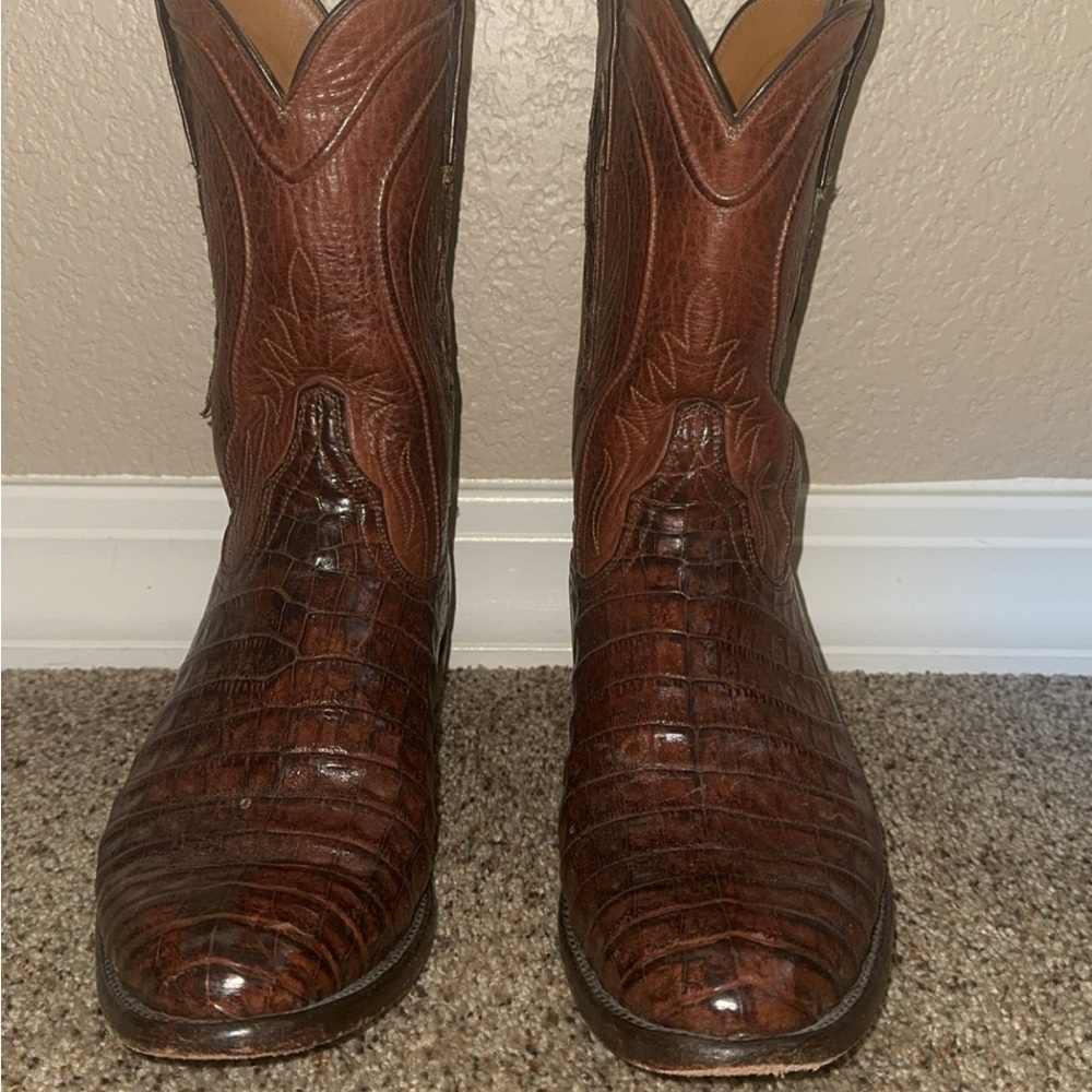 Men’s Lucchese Crocodile Western Boots – Brown – Size 8.5